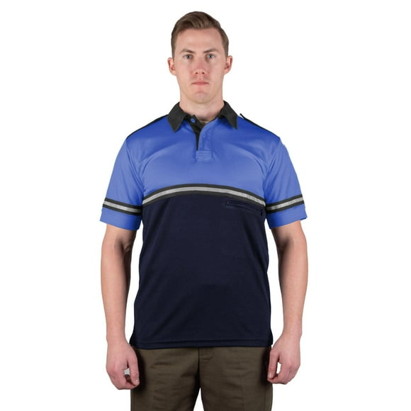 First Class Chemise de Vélo Patrouille Bicolore avec Rayures Réfléchissantes et Poche Zippée (Bleu Royal et Bleu Marine) (2TG)