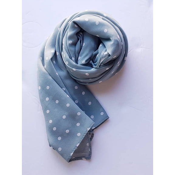 Leadiglow Mint Polka Dot Silk Scarf, Women Fashion Chiffon Shawl, hijab, wrap Headband