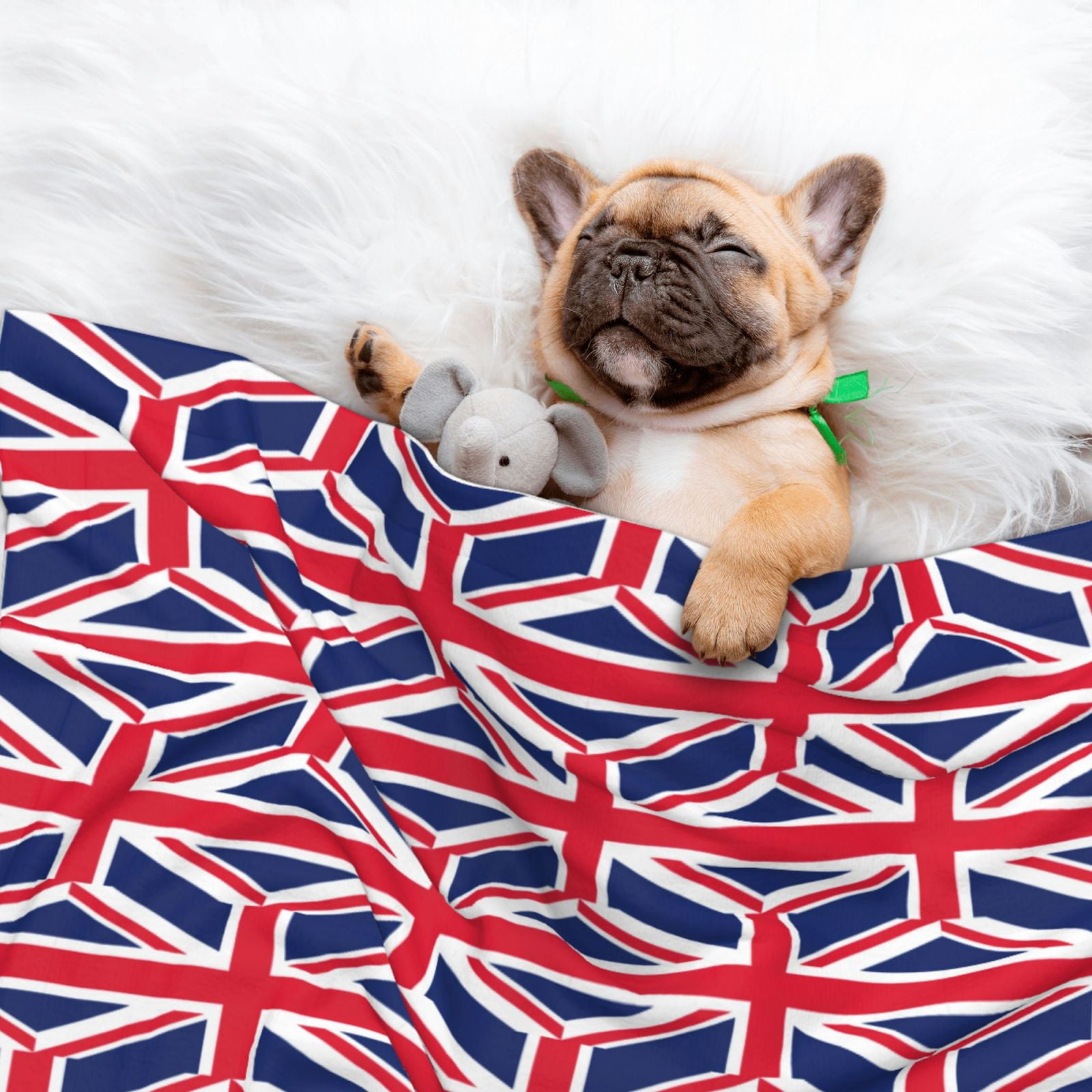 Flannel Throw Dog Blanket Union Jacks Flag Soft Warm Print Pet Blankets for Small Dog Cat Puppy
