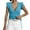 a-Blue, variant on Women's V-Neck Short Sleeve Flutter-Sleeve Slim Fit Top,White,S