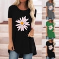 thumbnail image 2 of Tuphregyow Womens Clothes Short Sleeve Round Neck Tunic Tops Daisy Graphic Tee Y2K Clothing Loose for Leggings Pullover Casual Blouse Summer Plus Size T Shirts for Women Green L, 2 of 9