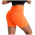 thumbnail image 3 of Hessimy Biker Shorts Women Tummy Control Workout Shorts with Pockets High Waisted Compression Gym Running Yoga Shorts Women Orange L, 3 of 4