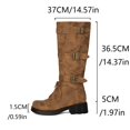 thumbnail image 4 of Tawop Cowboy Boots for Women Tall Chunky Low Heel Lace Up Winter Fall Boots Western, 4 of 7