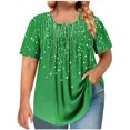 thumbnail image 1 of Cinvoph T-Shirts d'Été Grande Taille pour Femmes Col Rond Imprimé Manches Courtes Hauts Décontractés Blouses de Bureau Amples, 1 of 6