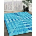 thumbnail image 3 of Ahgly Company Machine Washable Indoor Rectangle Transitional Bright Cyan Blue Area Rugs, 8' x 10', 3 of 7