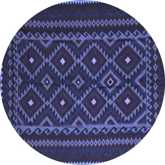 Ahgly Company Machine Washable Indoor Round Southwestern Blue Country Area Rugs, 7' Round