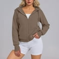 thumbnail image 4 of ClodeEU Women's Zip Up Hoodies,Workout Jackets, Sweatshirts with Pockets, Hoodie with Thumbholes Khaki,Womens Plus XL, 4 of 6