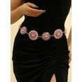 thumbnail image 5 of Bohemian Pink White Green Concho Belt Silver Metal Western Turquoise Belt Women's Dress Belt, 5 of 8