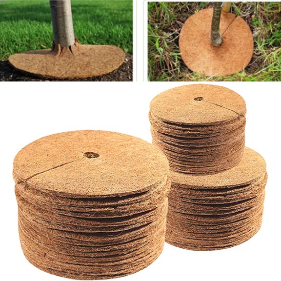5pcs Coconut Shell Fiber Plant Anti-weed Mat Potted Soil Moisturizing Covering Film Tree Trunk Protector 25/30/35/40/45cm Size (5pcs,30x30cm)