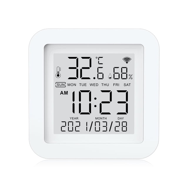 Injueey Sensor de temperatura y humedad WiFi asistente de voz higrómetro en tiempo Real interior dormitorio sala de estar Hotel termómetro Electrónica