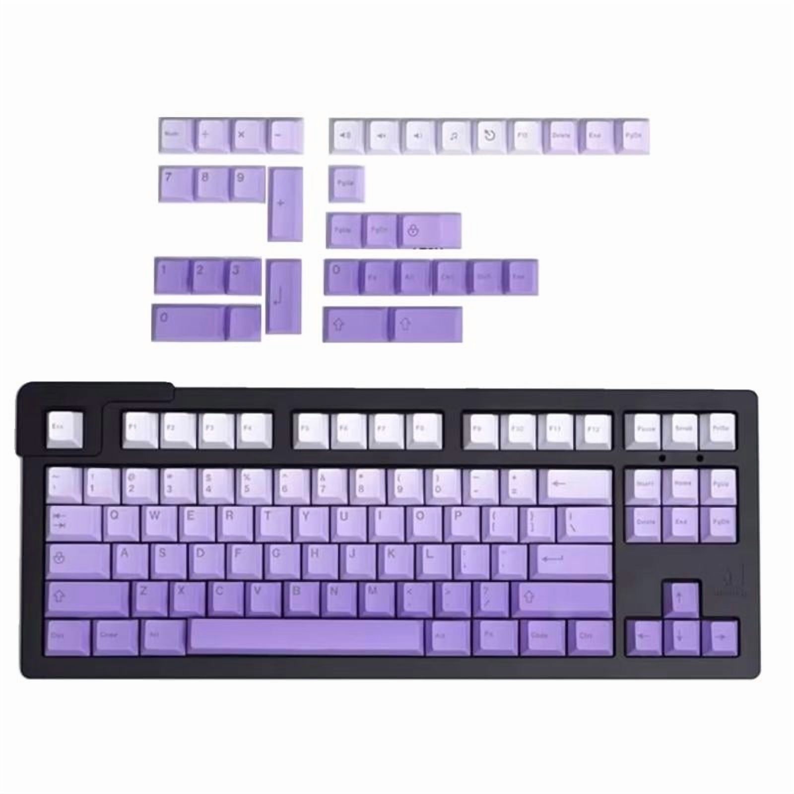125PCS Gradient Purple PBT Keycaps with Side/Top Engraving Ergonomic Cherry Profile for Mechanical Keyboards
