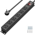 thumbnail image 1 of CRST Regleta de alimentación resistente de 6 salidas con interruptor, 15 A/1875 W, tira de alimentación montable de metal, protector contra sobretensiones, 2100 julios, barra de alimentación espaciada, 1 of 5