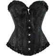 thumbnail image 2 of LEKODE corset tops for women overbust corset tops for women women's bustiers & corsets mens shawl Women Lace Off Shoulder Corset Bustier Boned Overbust Corset Bodyshaper Lingerie Top Black 5XL, 2 of 4