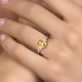 thumbnail image 4 of Gem Stone King 18K Rose Gold Plated Silver Yellow Citrine and White Topaz Engagement Ring for Women | 2.31 Cttw | Oval Checkerboard 9X7MM | Gemstone November Birthstone | Size 9, 4 of 6