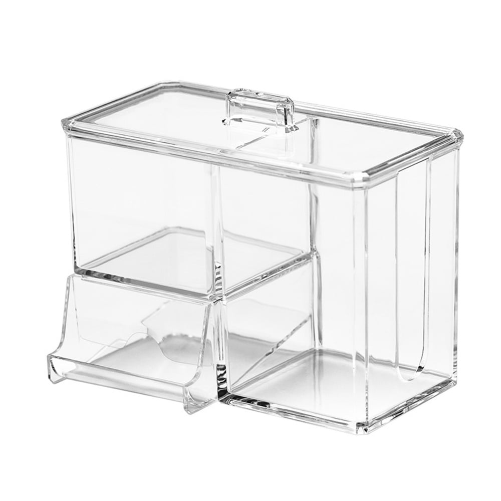 Clear Plastic Organizer Box Makeup Divided Box with Lid for Small Items