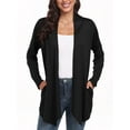 thumbnail image 2 of JWD Womens Casual Lightweight with Pocketes Long Sleeve Open Front Cardigan Black-L, 2 of 6