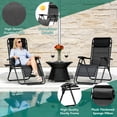 thumbnail image 3 of HaiCube Zero Gravity Chair Set of 2, Adjustable Reclining Outdoor Lounge Chairs with Cup Holder Tray & Headrest, Portable Folding Patio Chairs for Camping, Pool, Backyard, Black, 3 of 9