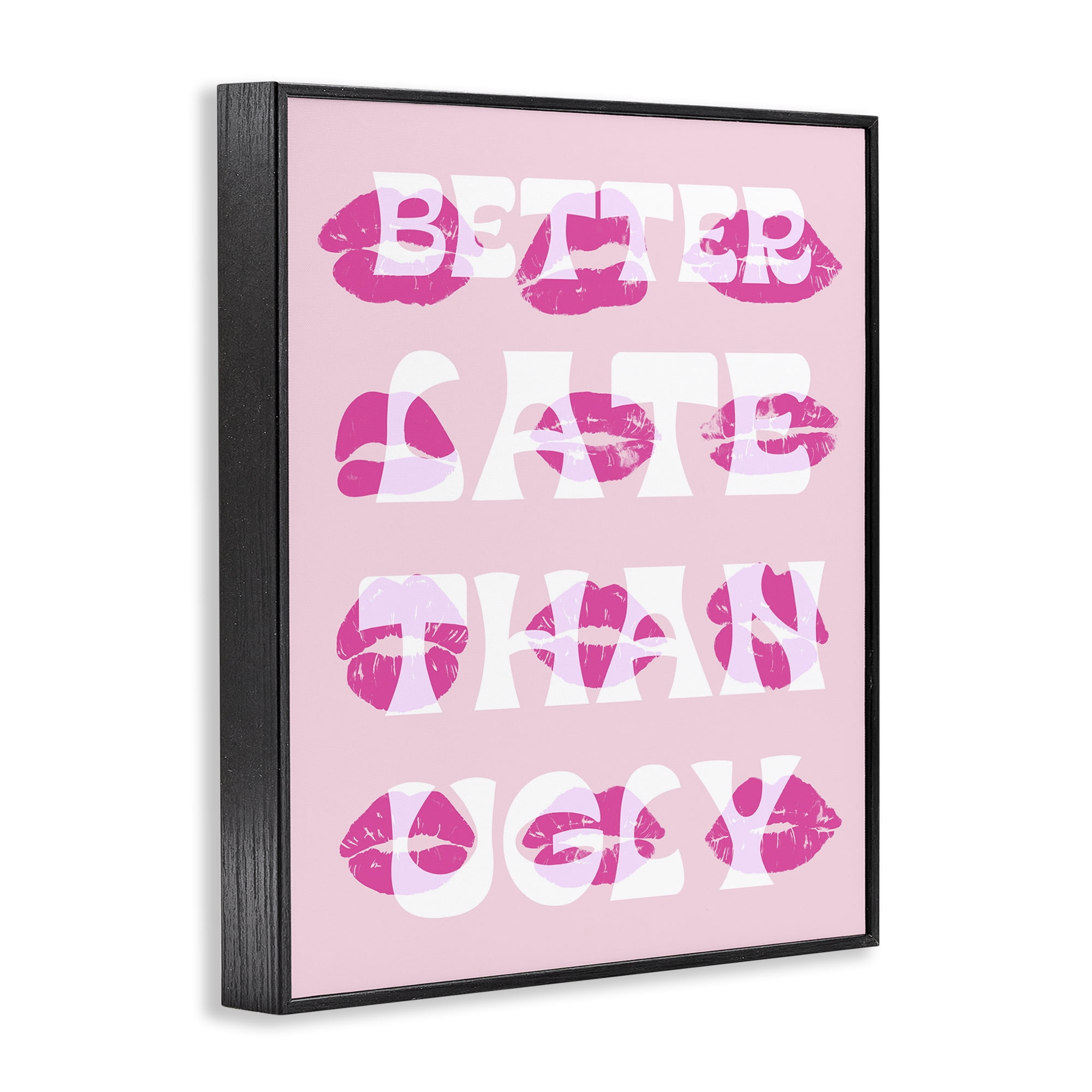 Stupell Industries Better Late Than Ugly Beauty & Fashion Painting Black Framed Art Print Wall Art, 11 x 14