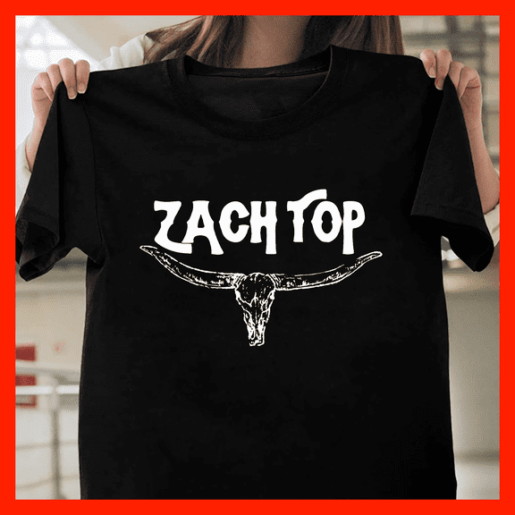Zach Top T-Shirt - Country Music Fan Gift - Longhorn Skull Western Style Tee G444, Premium Unisex Tee – Extended Sizes Up to 5XL