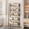 thumbnail image 4 of 5-Tier Bookshelf, 67 Inch Open Shelf Bookcase, Rustic Brown Wood Storage Rack with Metal Frame & Adjustable Feet, Storage Organizer for CDs/Books/Movies, Book Shelf for Office Living Room Bedroom, 4 of 4