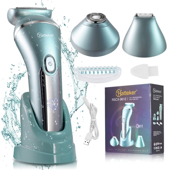 Hatteker Electric Shaver for Women Lady Epilator Electric Razors Kit Hair Remover for Face Armpit Bikini Trimmer Blue