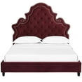 thumbnail image 5 of Modern Contemporary Urban Design Bedroom Queen Size Tufted Platform Bed Frame, Velvet Fabric, Red, 5 of 5