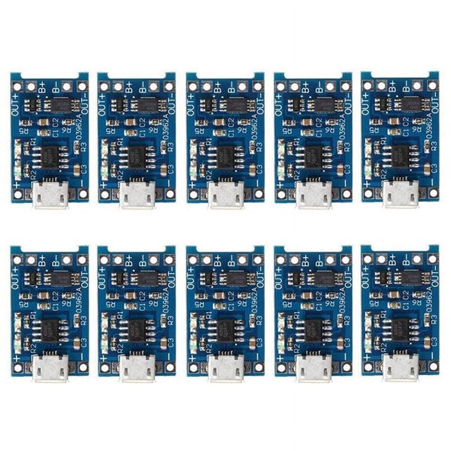 10 Piezas 5V 1A 18650 Placa de Carga de BateríA de Litio TP4056 Placa de Carga de BateríA de Litio ProteccióN de MóDulo de Carga Micro-Usb