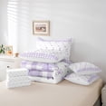 thumbnail image 6 of Manfei Cartoon Bow Tie 7pcs Bedding Comforter Set,Girl Kawaii Bowknot Queen Bedding Sets,White Purple Grid Queen Sheet Sets For Teens,Luxury Bedroom Decor Reversible, 6 of 8
