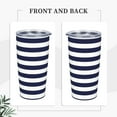thumbnail image 4 of Kll Navy Blue And White Stripes Stainless Stainless Steel Vacuum Insulated Coffee Cup 20 Oz Lids And Straws,1 Metal Straws,1 Cleaning Brush, 4 of 9