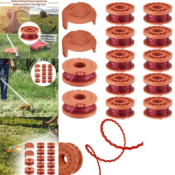Trimmer Spool Line for Worx, WA0010 Edger Spools Replacement for Worx Weed Eater String Suitable for Worx String Trimmers(12 Grass Trimmer Line, 2 Trimmer)