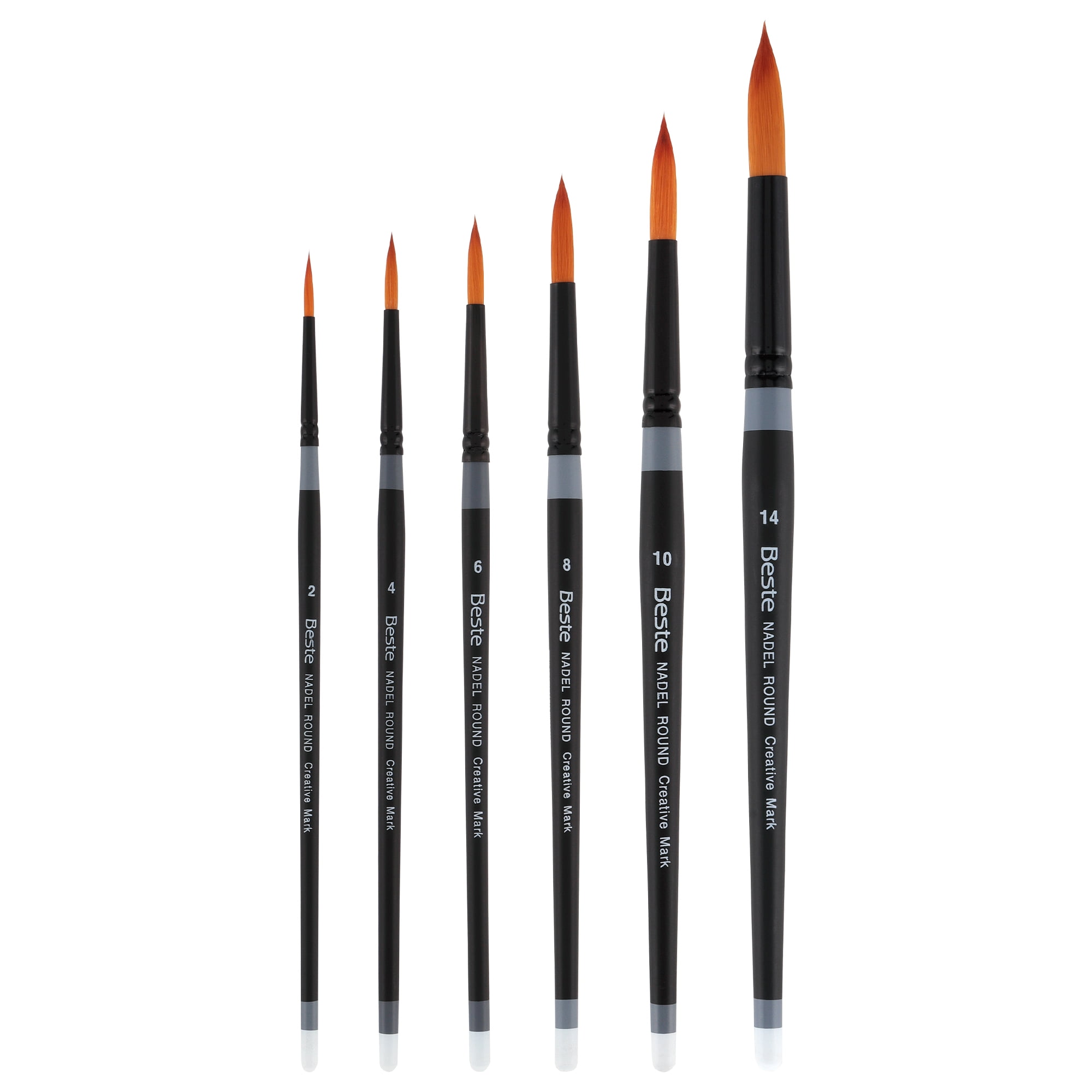 Creative Mark Beste Golden Taklon Nadel Round #4 - 3 Pack Artist Brush, Professional Watercolor Brushes, For Acrylic Painting, Short Handle, Sharp Edges, Hand-Tied & Shaped