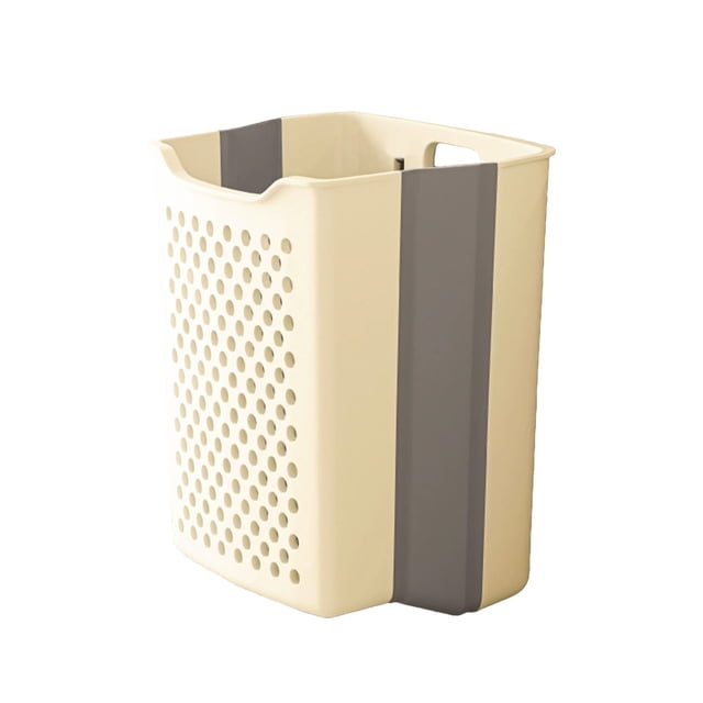 SLYNSHome Compact Laundry Basket,Plastic Collapsible Laundry Hamper Wall Mounted Portable Hanging Storage & Organization Container - Yellow