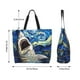thumbnail image 5 of Balery Vintage Starry Sky Shark Bolsa Tote Estilo Estético con Cremalleras, Bolsa de Hombro, Bolsa de Compras Grande y Plegable, 5 of 8