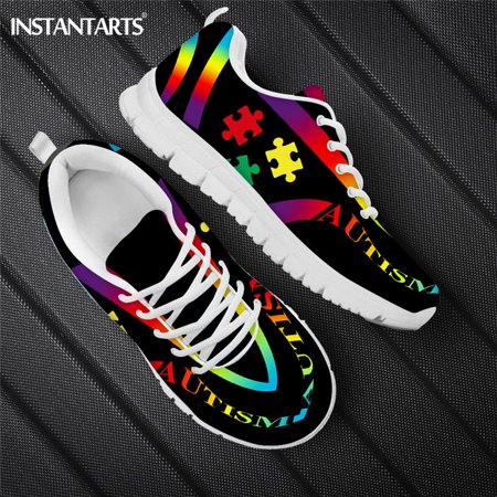 

Purple Autism Geometric Printed Luxury Designer Casual Shoes For Women Breathable Fashion Footwear Lace Up Ladies Sneakers Light