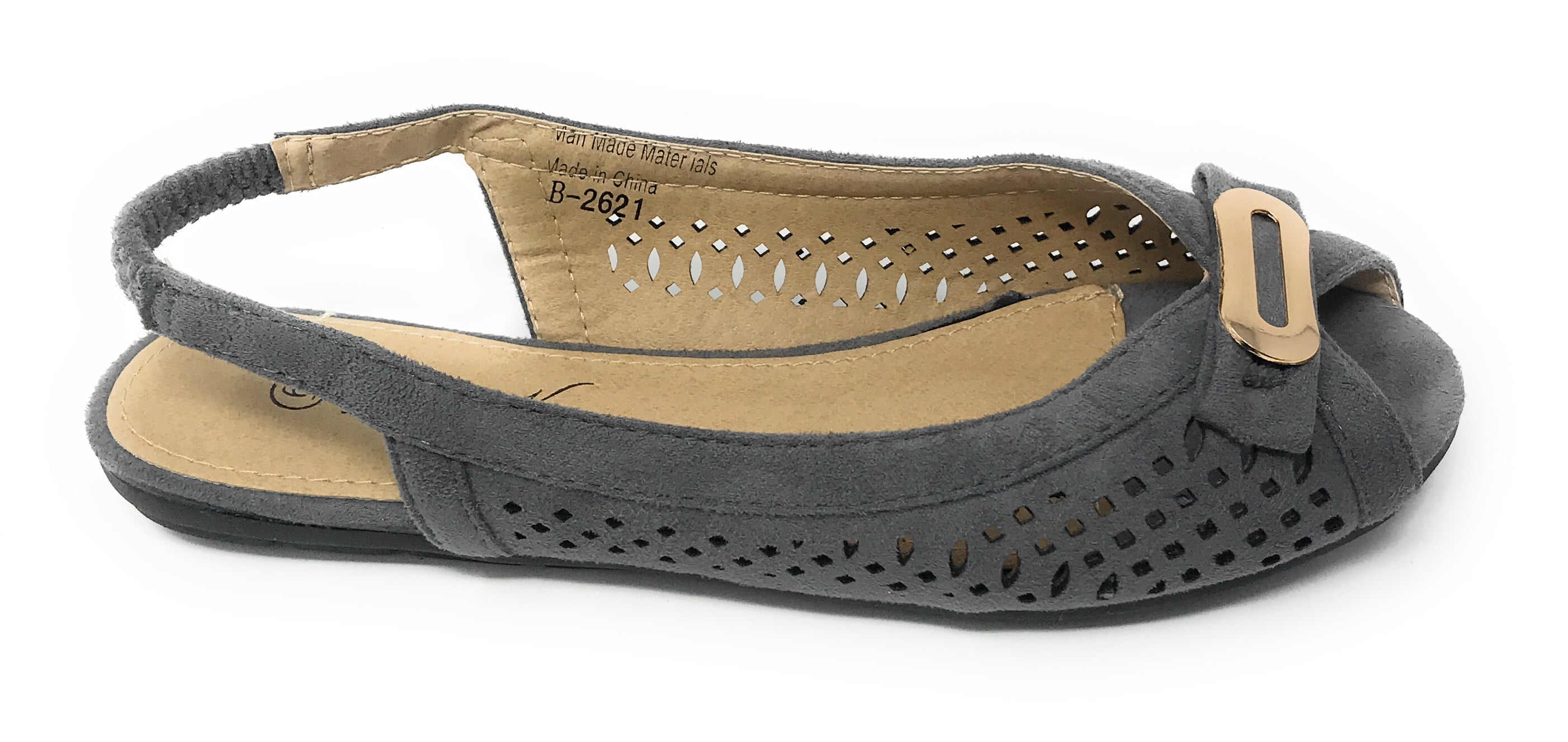Victoria K Women's Bow With Gold Buckle Ballerina Flats