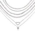 thumbnail image 1 of JeenMata Multipack 6 piezas colgante de collar en capas para mujer, chapado en oro blanco, cadena de oro, collar de gargantilla, collar en capas de espiga, regalo de joyería, 1 of 6