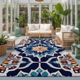 thumbnail image 2 of Large Area Rugs 5'x8', Orange Blue Carpet Runner Indoor Outdoor Rugs Home Decor Aesthetic, Morocco Boho Abstract Floral Ethnic Tribal Non Slip Mats Washable Accent Rug for Living Room Bedroom, 2 of 8