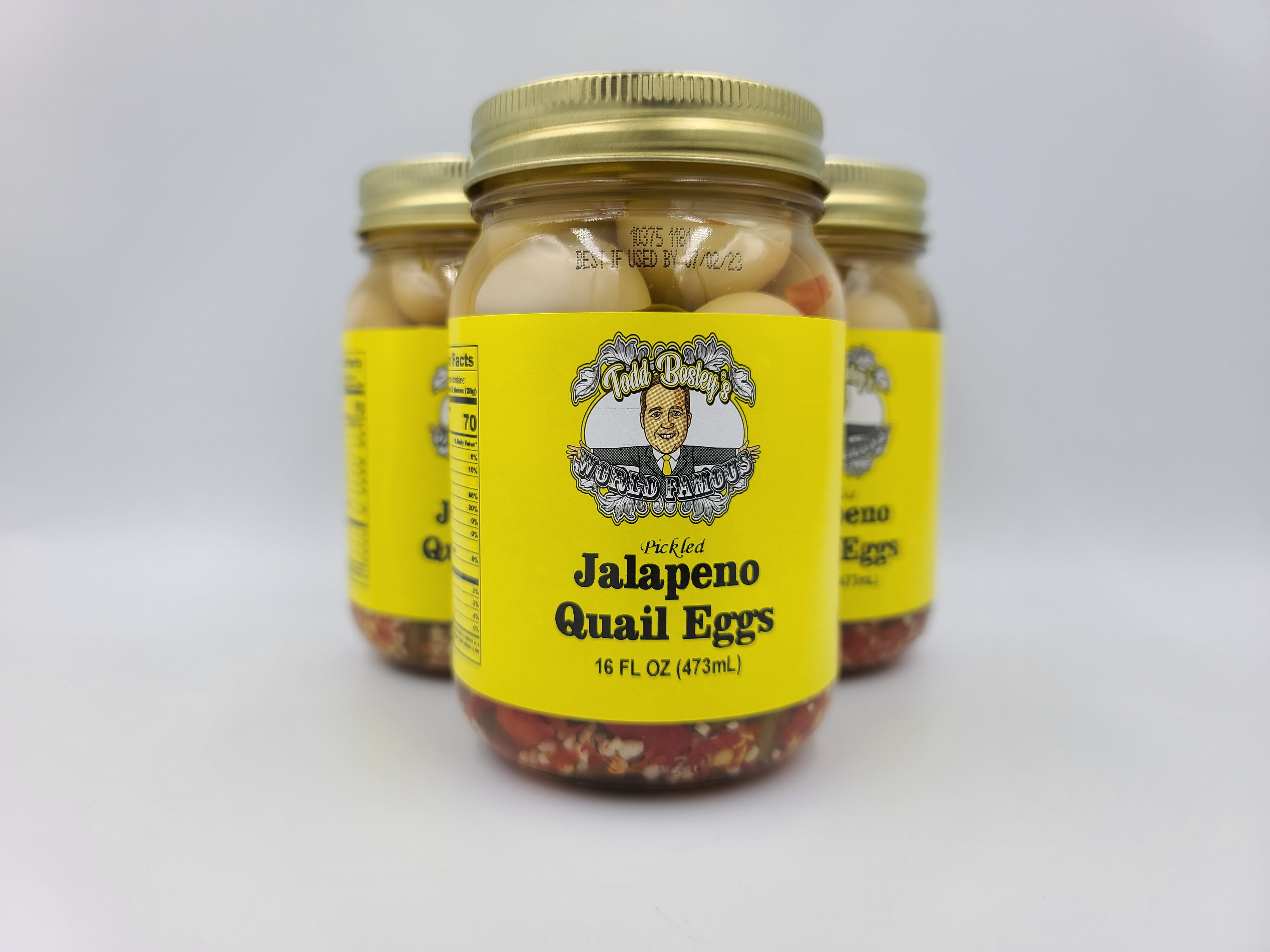3 Pack Of Todd Bosley's World Famous Pickled Jalapeno Quail Eggs