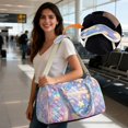 thumbnail image 2 of Garronmavis Large Quilted Duffle Bag for Women, Star Moon Pattern Weekender Bag Overnight Travel Carry On Tote, Gym Dance Bag with Zipper Pockets, 2 of 4