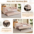thumbnail image 6 of Twin Size Gingham Daybed with Trundle, Wave Shaped Sofa Bed with USB Port, No Box Spring Needed, 6 of 10