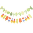 thumbnail image 1 of EeaseMX 2 banderines de papel con temática de verano, forma de cactus y helado colorido, banderines decorativos para fiestas tropicales de verano., 1 of 7