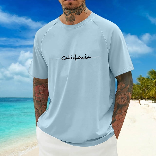 T-shirt Graphique Lettre Ville Mode Urbaine Manches Raglan Col Rond Confort Quotidien pour Hommes avec Ambiance Décontractée Quotidienne