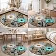 thumbnail image 4 of Round Rugs 6Ft, Brown Grey Daisy Farmhouse Round Area Rug Washable Indoor Throw Carpet, Country Vintage Floral Soft Non Slip Circle Rug for Office Cabinet Home Decor Aesthetic, 4 of 8