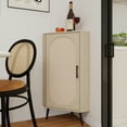 thumbnail image 3 of HIUU Small Corner Cabinet with Rattan Doors,Slim Bathroom Storage Cabinet,Freestanding Corner Table with Storage(Natural), 3 of 8