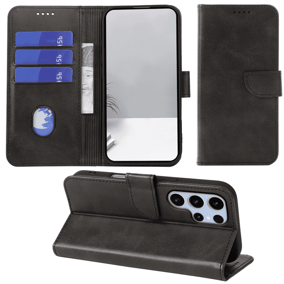 SELOZKE for Samsung Galaxy S23 Ultra  5G Black Wallet Case with Credit Card Holder,PU Leather Magnetic Protective Phone Case