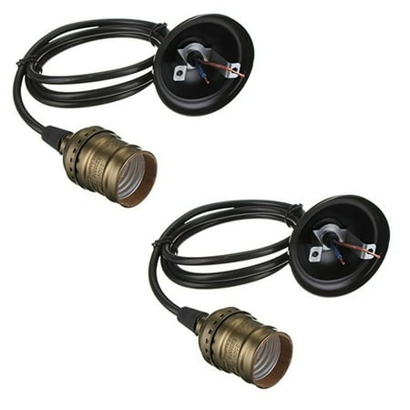 

2X Vintage Lamp Light Base Socket Holder E27 Screw Bulbs -Suitable for Bare Bulb Features with Wire No Switch