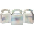 thumbnail image 3 of Koyal Wholesale  Iridescent Gable Party Favor Boxes, 4.75 inch, 36 Pack Set, Modern Holographic Silver Foil Party Favor Box, 3 of 5