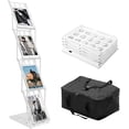 thumbnail image 1 of XIDIHF Foldable Magazine Rack, Floor Standing 4-Tier Literature Display Stand with Carrying Bag for Brochures, Catalogs, Magazines, for Office, Trade Shows, Exhibitions, White, 1 of 7