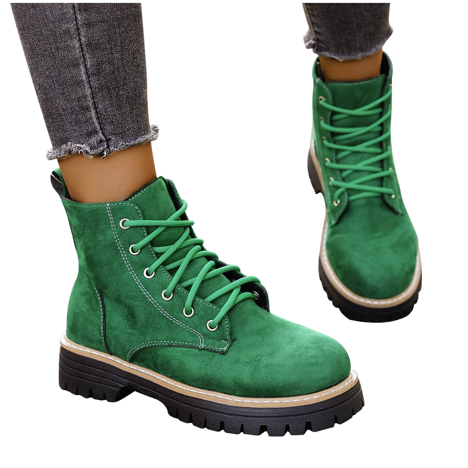 Hinvhai Women's Outdoor Waterproof Hiking Boot Snow Boots Walking Shoes Army Green 7.5(40)