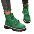 thumbnail image 2 of Lovzfmll Ankle Boots for Women, Ankle Boots Round Toe Front Lace Up Low Heel, Chunky Low Heel Round Toe Military Chunky Boots Casual Fall Army Green Boots, 2 of 8